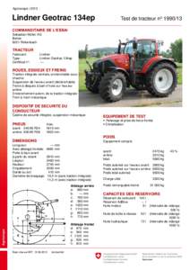 Agroscope | 2013  Lindner Geotrac 134ep Test de tracteur no