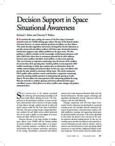 • abbot and wallace  Decision Support in Space Situational Awareness Decision Support in Space Situational Awareness