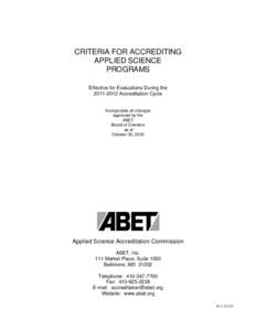 ABET Criteria for Accediting Applied Science ProgramsReview Cycle
