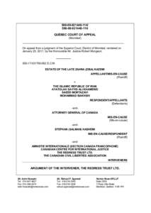 110 QUĖBEC COURT OF APPEAL (Montr€al)  On appeal from a judgment of the Superior Court, District of Montrėal, rendered on