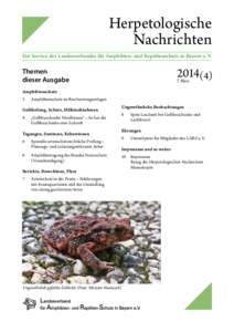 Herpetologische Nachrichten Ein Service des Landesverbandes für Amphibien- und Reptilienschutz in Bayern e. V)