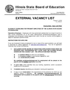 ISBE Ongoing External Vacancy List VL #15-01