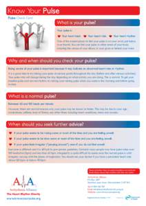 Know Your Pulse Pulse Check Card What is your pulse? Your pulse is: Your heart beat