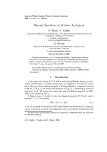 Journal of Mathematical Physics, Analysis, Geometry  2006, v. 2, No. 4, p. 358371 Narrow Operators on Bochner