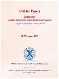 Call for Papers Symposium on Transition Strategies for Sustainable Community Systems Design & Systems PerspectivesJanuary 2017