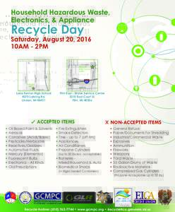 Household Hazardous Waste, Electronics, & Appliance Recycle Day  Saturday, August 20, 2016