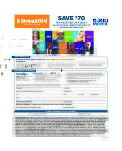 SAVE $70 PER RECEIVER ON SELECT MUSIC FOR BUSINESS PRODUCTS See Rebate Offer Details below.  Online Redemption
