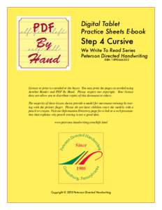 Digital Tablet Practice Sheets E-book Step 4 Cursive We Write To Read Series Peterson Directed Handwriting