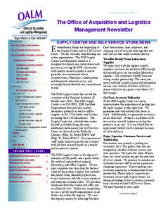 JULY/AUGUST[removed]The Office of Acquisition and Logistics Management Newsletter OALM/OAMP  Div of Acq Policy and Evalua on  