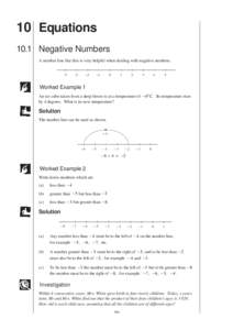 10 Equations  MEP Pupil TextNegative Numbers A number line like this is very helpful when dealing with negative numbers.