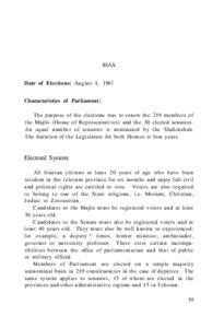 IHAX Date of Elections: August 4, 1967 Characteristics of Parliament: