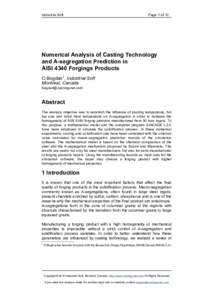 Industrial Soft  Page 1 of 12 Numerical Analysis of Casting Technology and A-segregation Prediction in