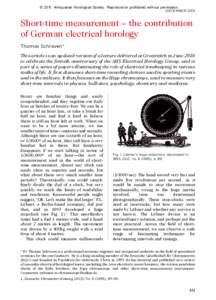 © 2015 Antiquarian Horological Society. Reproduction prohibited without permission.  DECEMBER 2015 Short-time measurement – the contribution of German electrical horology