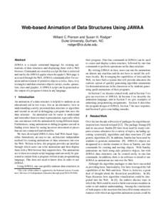 Web-based Animation of Data Structures Using JAWAA Willard C. Pierson and Susan H. Rodger Duke University, Durham, NC [removed]  Abstract