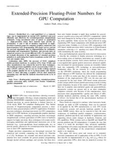 Mathematics / Floating point / GPGPU / Machine epsilon / FLOPS / Arbitrary-precision arithmetic / Double-precision floating-point format / CUDA / IEEE 754-1985 / Computer arithmetic / Computing / Computer architecture