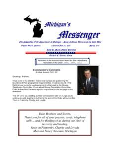 Michigan’s  Messenger The Newsletter of the Department of Michigan – Sons of Union Veterans of the Civil War Volume XXIV, Number 1