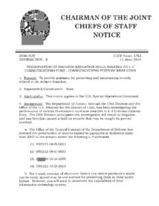 CHAIRMAN OF THE JOINT CHIEFS OF STAFF NOTICE DOM/SJS DISTRIBUTION: S