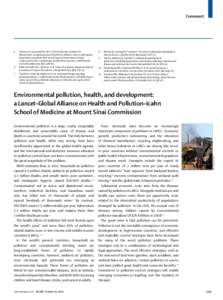 Environmental pollution, health, and development: a Lancet–Global Alliance on Health and Pollution–Icahn School of Medicine at Mount Sinai Commission