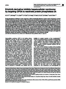 Erlotinib derivative inhibits hepatocellular carcinoma by targeting CIP2A to reactivate protein phosphatase 2A