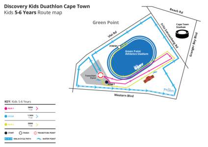 Discovery Kids Duathlon Cape Town Kids 5-6 Years Route map Bea  itz