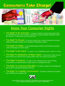 Know Your Consumer Rights ✓ The Right To Be Informed:  ✓