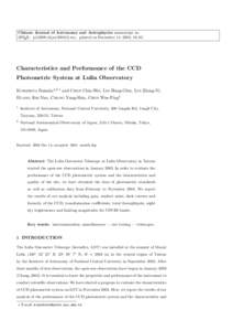 Chinese Journal of Astronomy and Astrophysics manuscript no. (LATEX: pi1300b˙chjaa˙[removed]tex; printed on December 14, 2004; 16:16) Characteristics and Performance of the CCD Photometric System at Lulin Observatory Kin