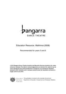 Education Resource: MathinnaRecommended for years 5 and 6 © 2013 Bangarra Dance Theatre Australia and Education Services Australia Ltd, unless otherwise indicated. Provided all acknowledgements are retained, thi