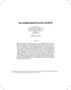 ®  An Architectural Overview of QNX