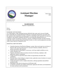 Assistant Election Manager Class Code: 0553