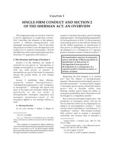 Competition and Monopoly : Single-Firm Conduct Under Section 2 of the Sherman Act