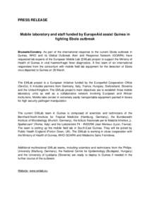 PRESS RELEASE  Mobile laboratory and staff funded by EuropeAid assist Guinea in