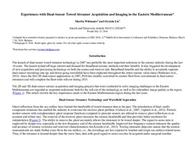 Experiences with Dual-Sensor Towed Streamer Acquisition and Imaging in the Eastern Mediterranean, #).