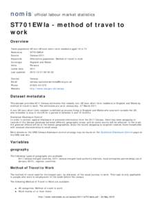 nomis  official labour market statistics ST701EWla - method of travel to work