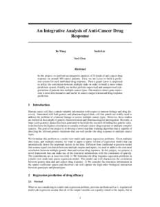 An Integrative Analysis of Anti-Cancer Drug Response Bo Wang  Yuchi Liu