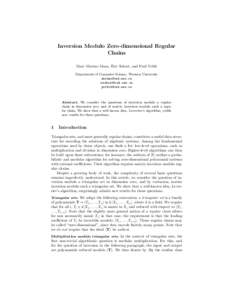Inversion Modulo Zero-dimensional Regular Chains ´ Marc Moreno Maza, Eric Schost, and Paul Vrbik Department of Computer Science, Western University