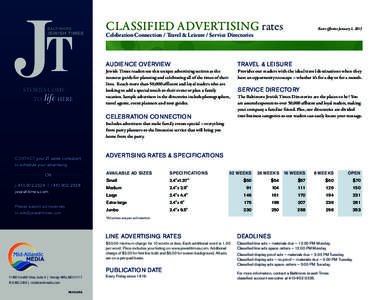 CLASSIFIED ADVERTISING rates  Rates effective January 1, 2015 Celebration Connection / Travel & Leisure / Service Directories