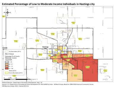 Estimated Percentage of Low to Moderate Income Individuals in Hastings city  N 2nd Ave Showboat Rd