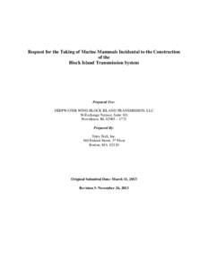 IHA Request for Construction of the Block Island Transmission System in Rhode Island Sound (2014)