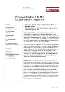 Pressemitteilung Investoreninformation STRABAG baut für € 40 Mio. Fußballstadion in Ungarn um Fakten