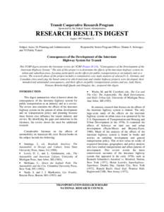 Transit Cooperative Research Program Sponsored by the Federal Transit Administration RESEARCH RESULTS DIGEST August 1997-Number 21
