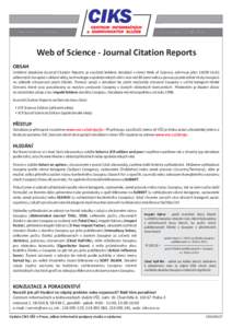 Nabídka online databází  pro uživatele z VŠE v Praze Web of Science - Journal Citation Reports OBSAH