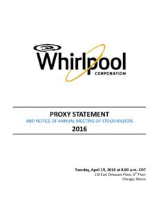 PROXY STATEMENT  AND NOTICE OF ANNUAL MEETING OF STOCKHOLDERS 2016