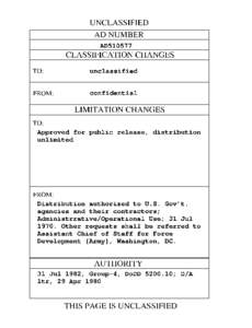 UNCLASSIFIED AD NUMBER AD510577 CLASSIFICATION CHANGES TO:
