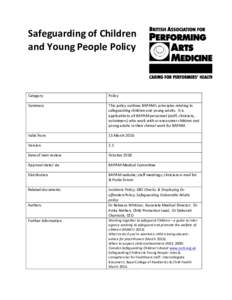 Safeguarding	of	Children	 and	Young	People	Policy Category	  Policy
