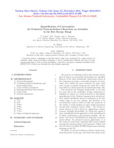 Nuclear Data Sheets, Volume 112, Issue 12, December 2011, Pageshttp://dx.doi.orgj.ndsLos Alamos National Laboratory Unclassified Report LA-URQuantification of Uncertainties for 
