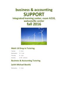 business & accounting  SUPPORT integrated learning center, room A210, watsonville center