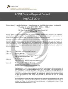 ACPM Ontario Regional Council  impACT 2011 I