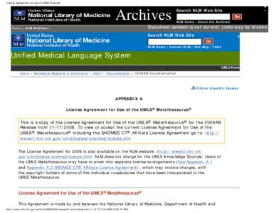 Appendix A.1 2008AB UMLS Appendix to the License Agreement