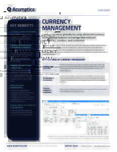 DATA SHEET  KEY BENEFITS ACCESSIBLE FROM ANYWHERE  CURRENCY