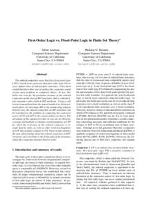 First-Order Logic vs. Fixed-Point Logic in Finite Set Theory Albert Atserias Computer Science Department University of California Santa Cruz, CA 95064 